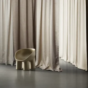 blue misc curtain with chair