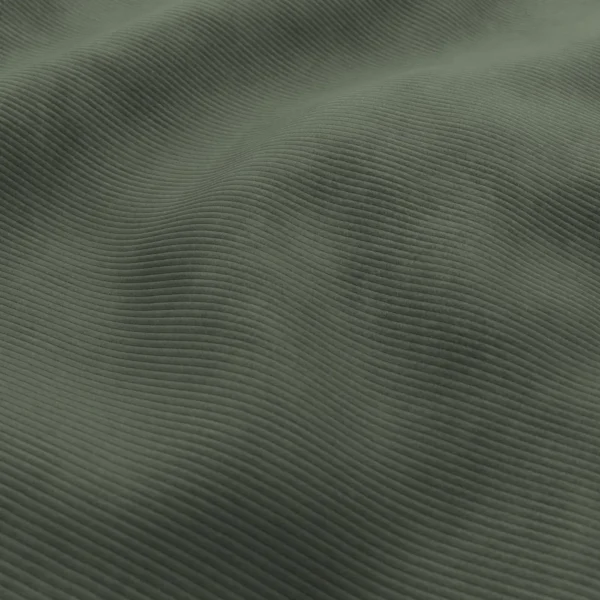 Ghent Fabric - 26 Pesto by green striped velvet-chenille fabric from Wemyss