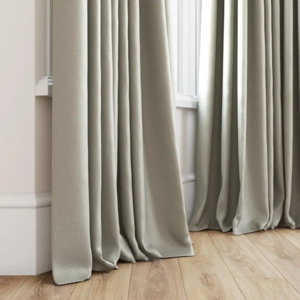 Tenby Fabric - 01 Rabbit by neutral plain curtain with window