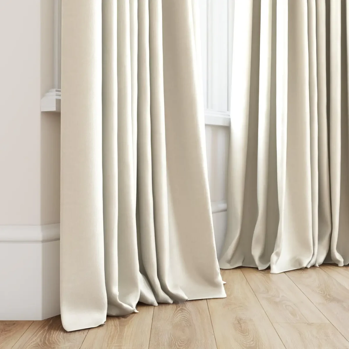 Tenby Fabric - 02 Dove by white plain curtain with window