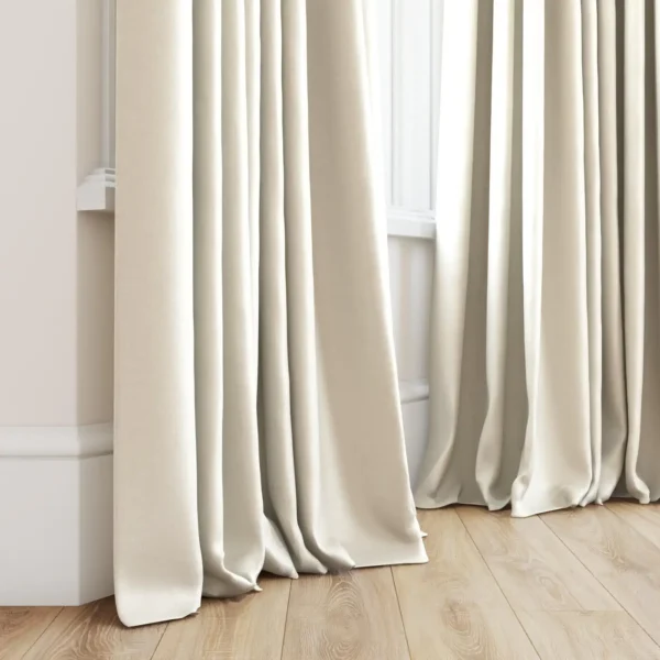 Tenby Fabric - 02 Dove by white plain curtain with window