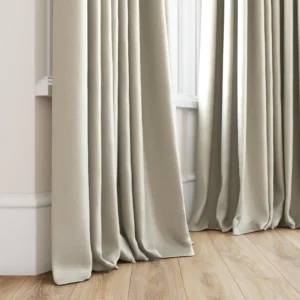 neutral plain curtain with window