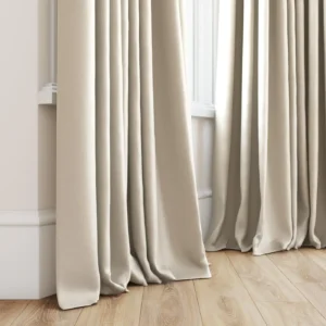 neutral plain curtain with window