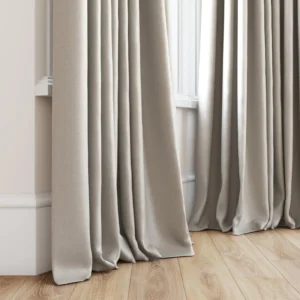 neutral plain curtain with window