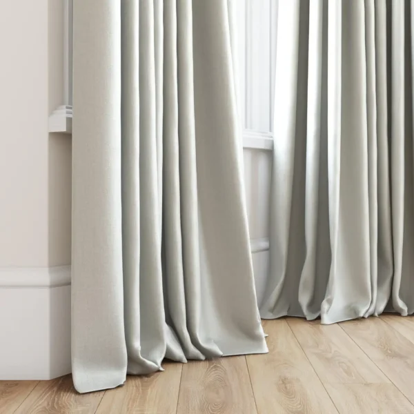 Tenby Fabric - 12 Pebble by black-grey plain curtain with window
