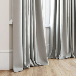 black-grey plain curtain with window