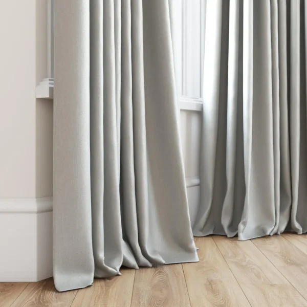 Tenby Fabric - 13 Feather by black-grey plain curtain with window