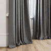 black-grey plain curtain with window