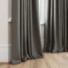 black-grey plain curtain with window