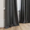 black-grey plain curtain with window