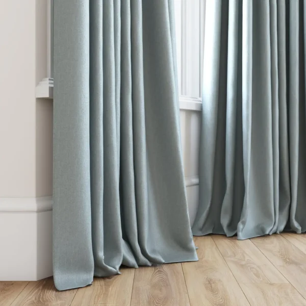 Tenby Fabric - 23 Duck Egg by blue plain curtain with window