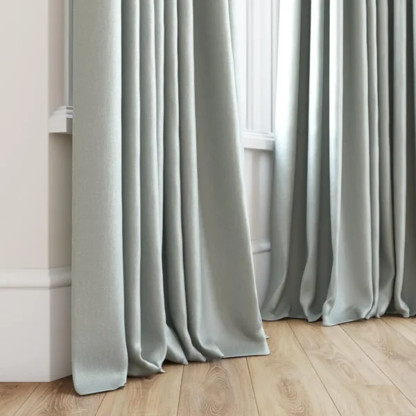 Tenby Fabric - 24 Coastal by blue plain curtain with window