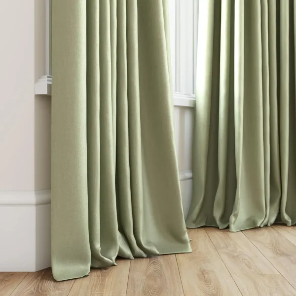 Tenby Fabric - 25 Pistachio by green plain curtain with window