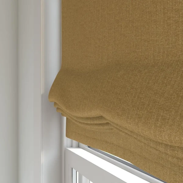 Tenby Fabric - 30 Ochre by yellow plain curtain with window