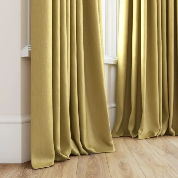 Tenby Fabric - 31 Honey by yellow plain curtain with window