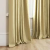 yellow plain curtain with window