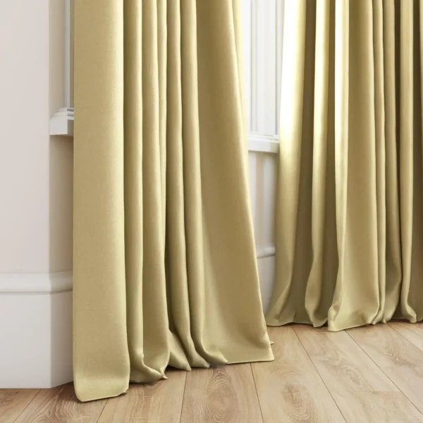 Tenby Fabric - 32 Buttercup by yellow plain curtain with window