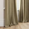 brown plain curtain with window