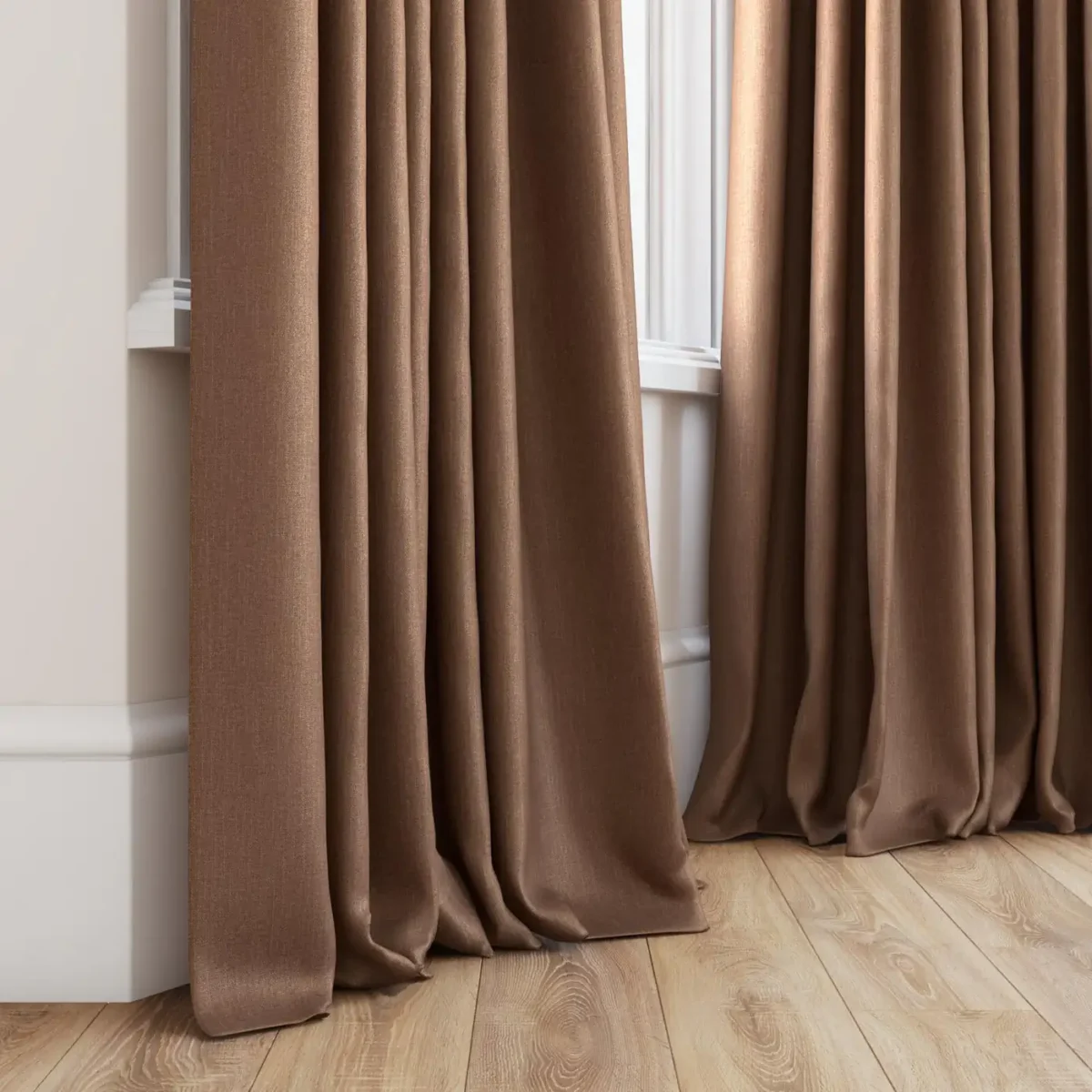 Tenby Fabric - 34 Truffle by brown plain curtain with window
