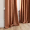 red plain curtain with window