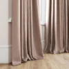 pink plain curtain with window