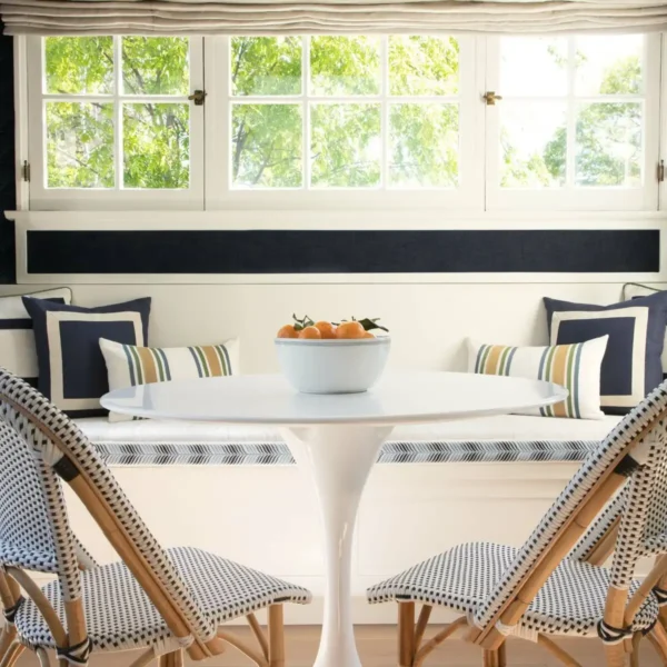 dining room with metallic accents