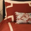 metallic braid on red bedding