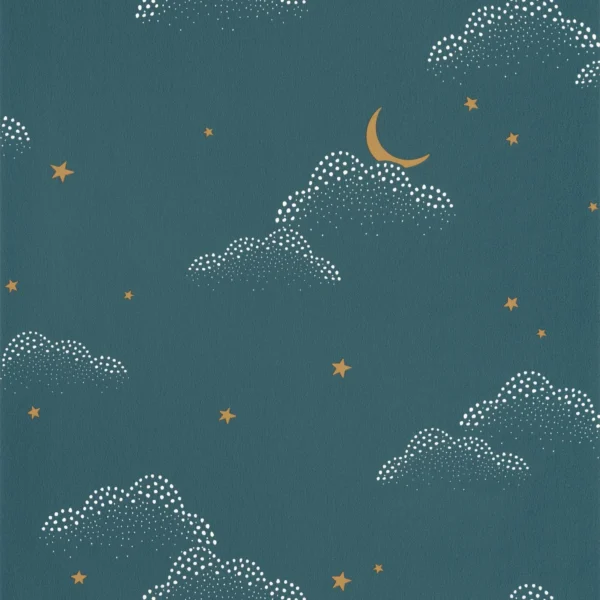 S Evader Wallpaper - Bleu Nuit by blue children's wallpaper from caselio