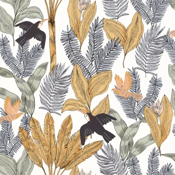 Explorer Wallpaper - Menthe by yellow botanical wallpaper from caselio