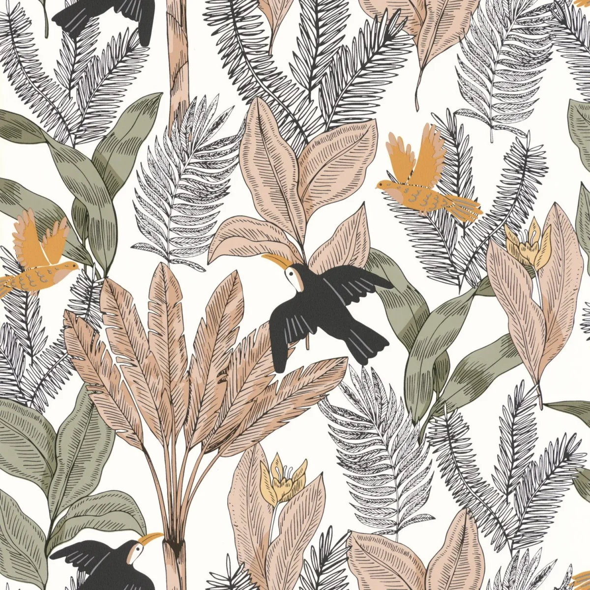 green botanical wallpaper from caselio