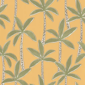 yellow botanical wallpaper from caselio
