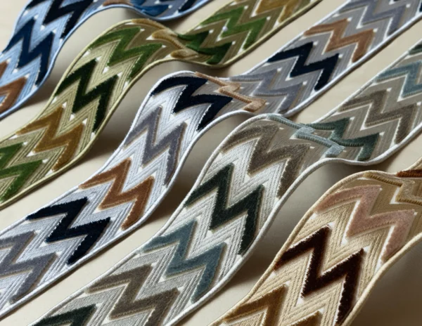 Arlo 2.5" Velvet Border by zig zag velvet border in various colours