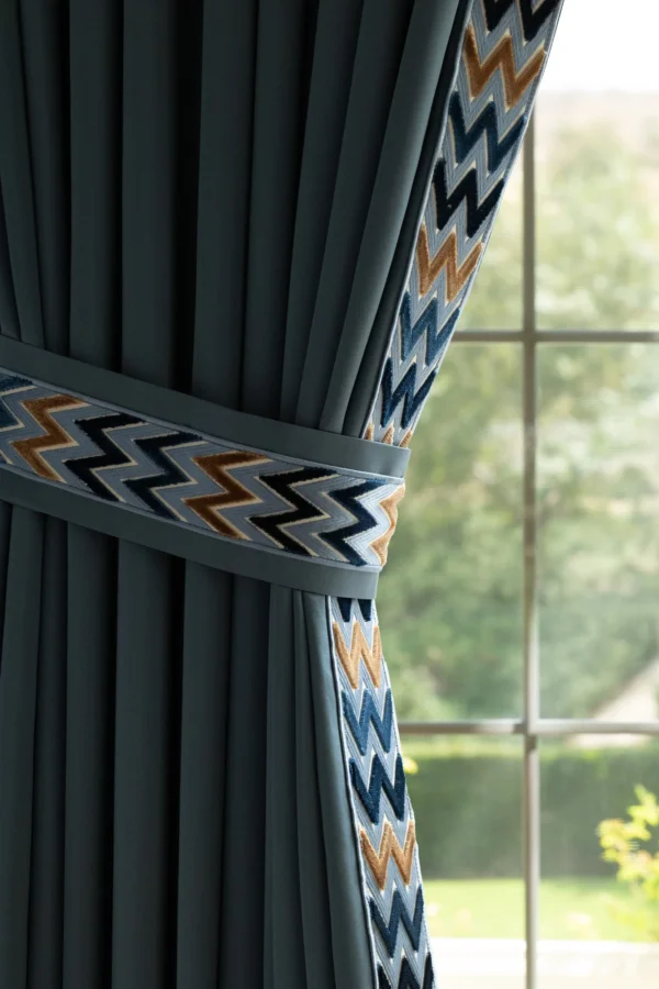 Arlo 2.5" Velvet Border by zig zag velvet border on curtain