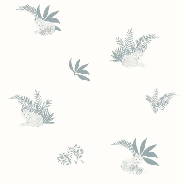 Contempler Wallpaper - Bleu Grise by blue botanical wallpaper from caselio