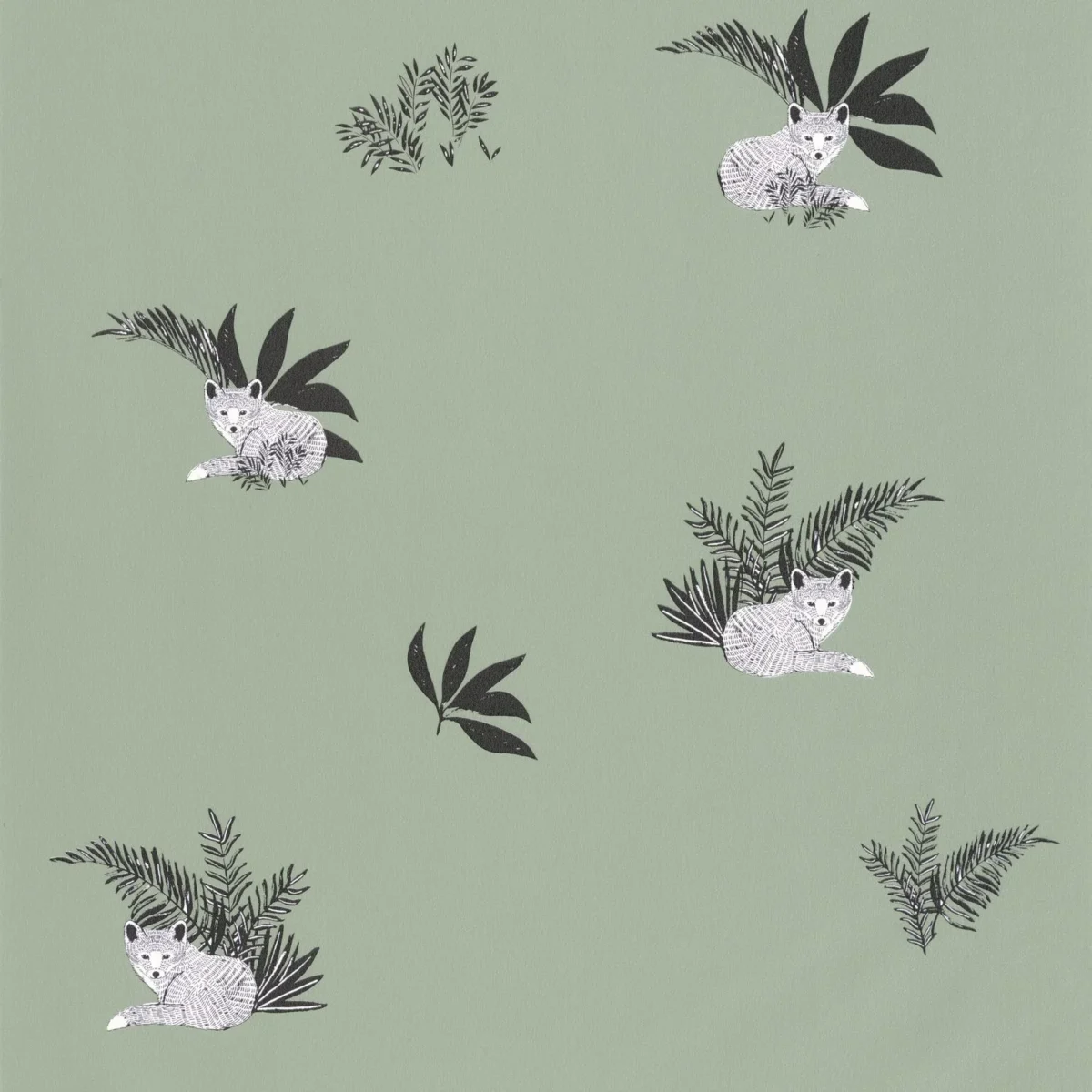 Contempler Wallpaper - Vert De Gris by green botanical wallpaper from caselio