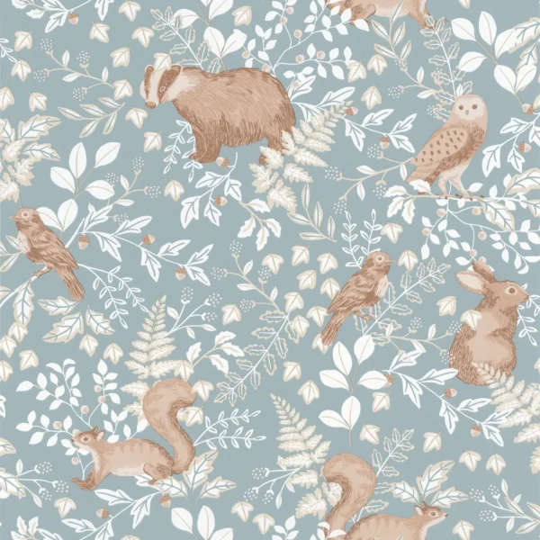 Se Faufiler Wallpaper - Bleu Grise by green children's wallpaper from caselio