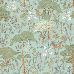 green botanical wallpaper from caselio