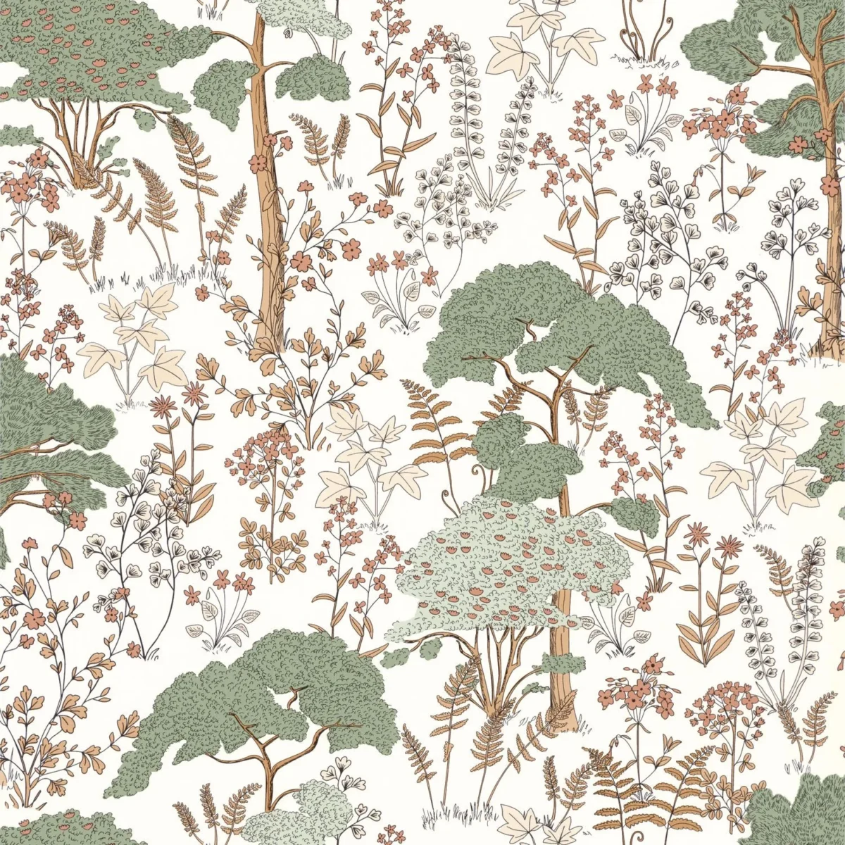 Flaner Wallpaper - Vert De Gris by green botanical wallpaper from caselio