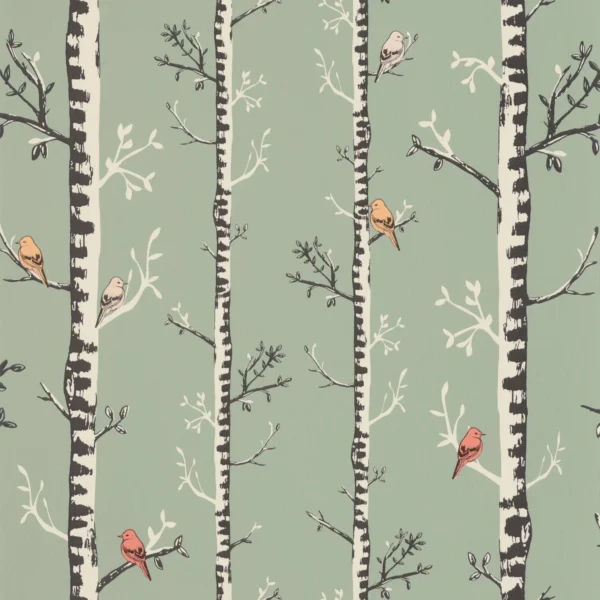 Escalader Wallpaper - Vert De Gris by green botanical wallpaper from caselio
