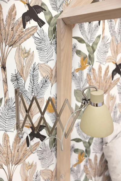Explorer Wallpaper - Kaki by green botanical wallpaper and wall with lamps