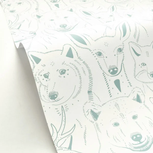 S Amuser Wallpaper - Menthe by blue children's wallpaper and wallpaper with