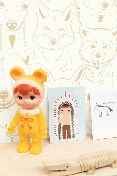 S Amuser Wallpaper - Beige by neutral children's wallpaper and wall with toys