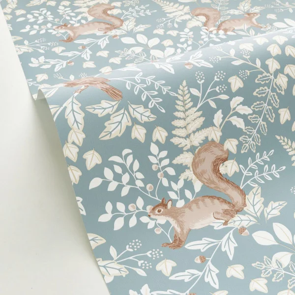 Se Faufiler Wallpaper - Bleu Grise by green children's wallpaper and wallpaper with