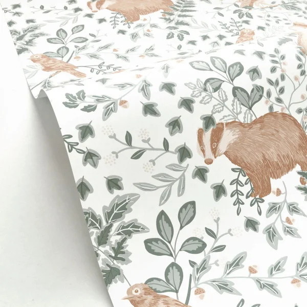 Se Faufiler Wallpaper - Vert De Gris by green children's wallpaper and wallpaper with