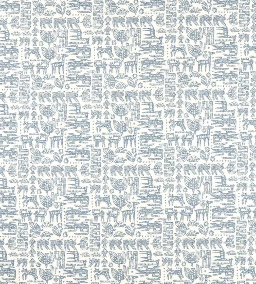 blue animal woven fabric from Scion