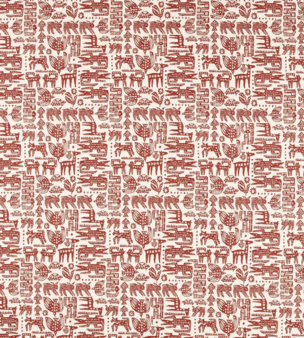Twycross Fabric - Brick by red animal woven fabric from Scion