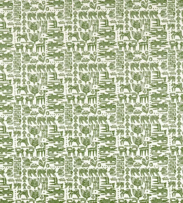 Twycross Fabric - Pine by green animal woven fabric from Scion