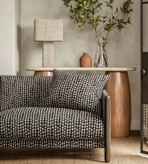 Sorrel Fabric - Slate by brown misc sofa with side table and lamps