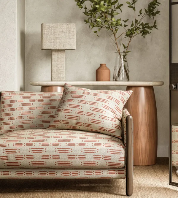 Matchsticks Fabric - Ladybird Red by red misc sofa with side table and lamps