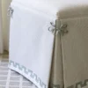 blue geometric border on foot stool